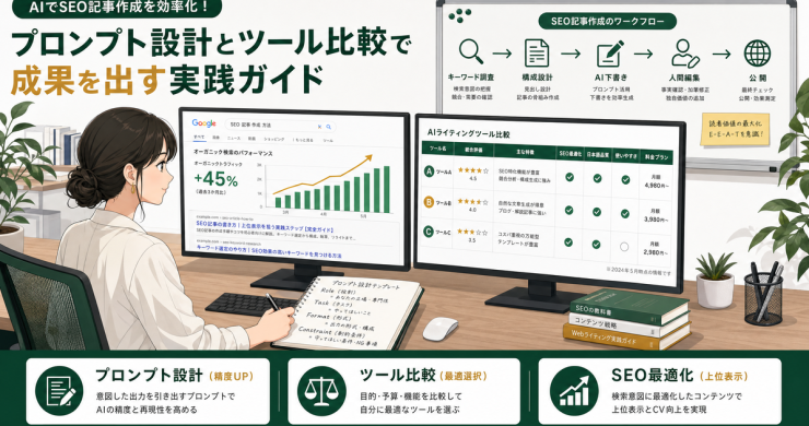 AIでSEO記事制作を効率化！プロンプト設計・ツール比較の実践ガイド
