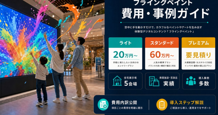 フライングペイント費用と導入事例【商業施設・住宅展示場向け】